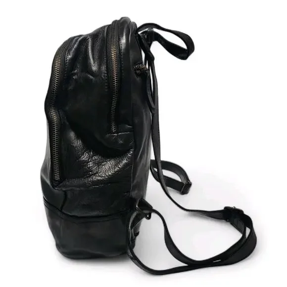 Harbour 2nd Black Genuine Leather Large Backpack Convertible Shoulder Bag Purse - Picture 4 of 11